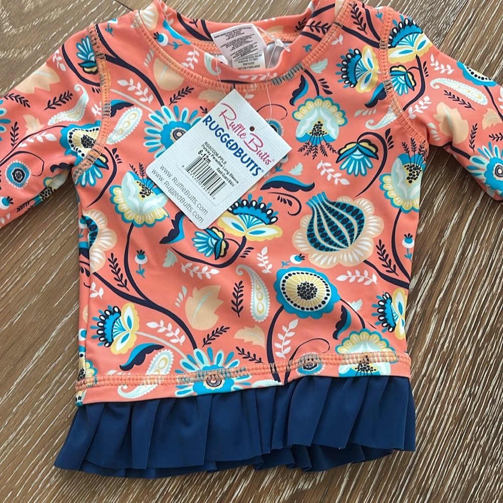 NWT RuffleButts Rashguard SPF Swim 6-12 months - Picture 6 of 7